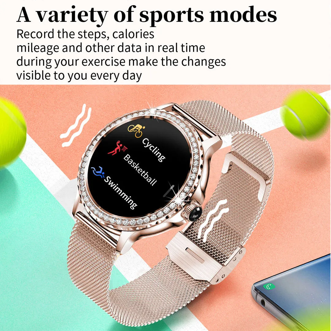 RollsTimi RTNX19 Luxury Women's Smartwatch Fitness Tracker Sports Fashion Bluetooth Smart Watch for Women Heart Rate Blood Pressure Monitoring