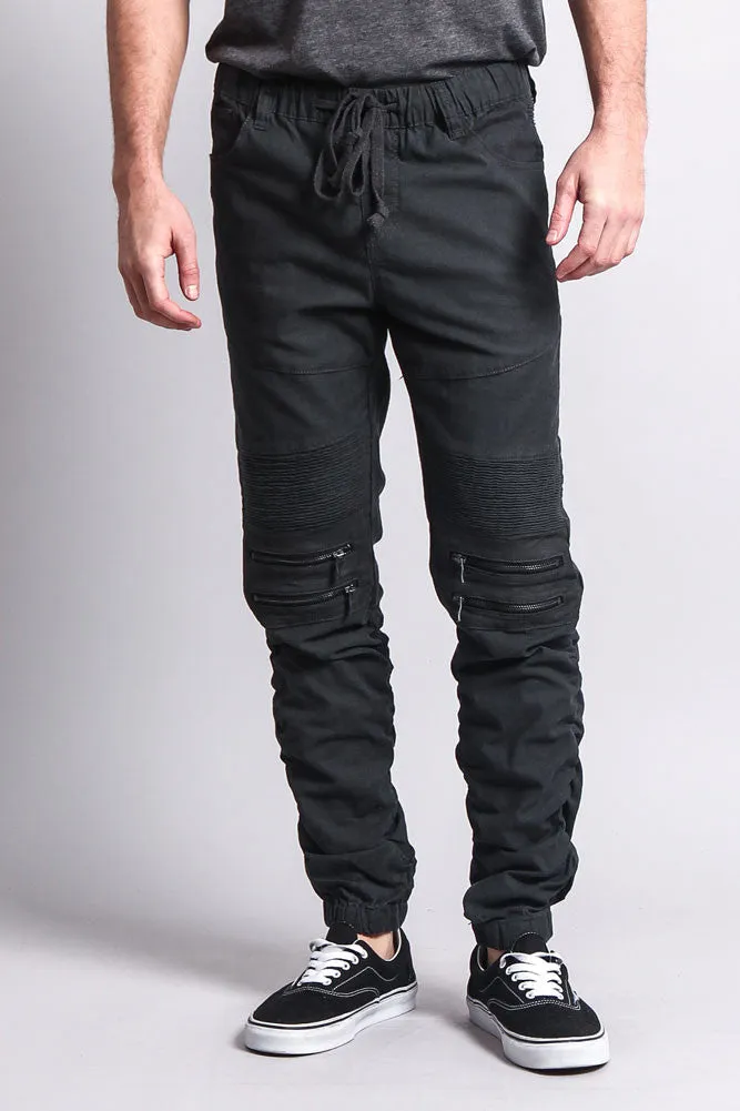 Scrunch Stacked Biker Twill Jogger Pants