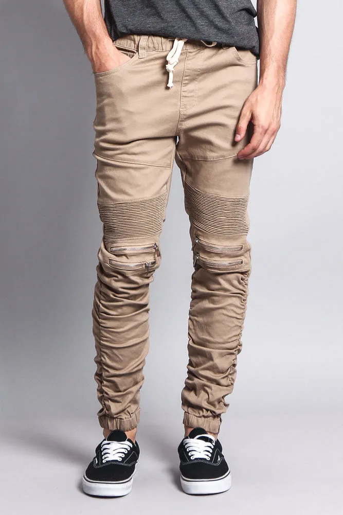 Scrunch Stacked Biker Twill Jogger Pants