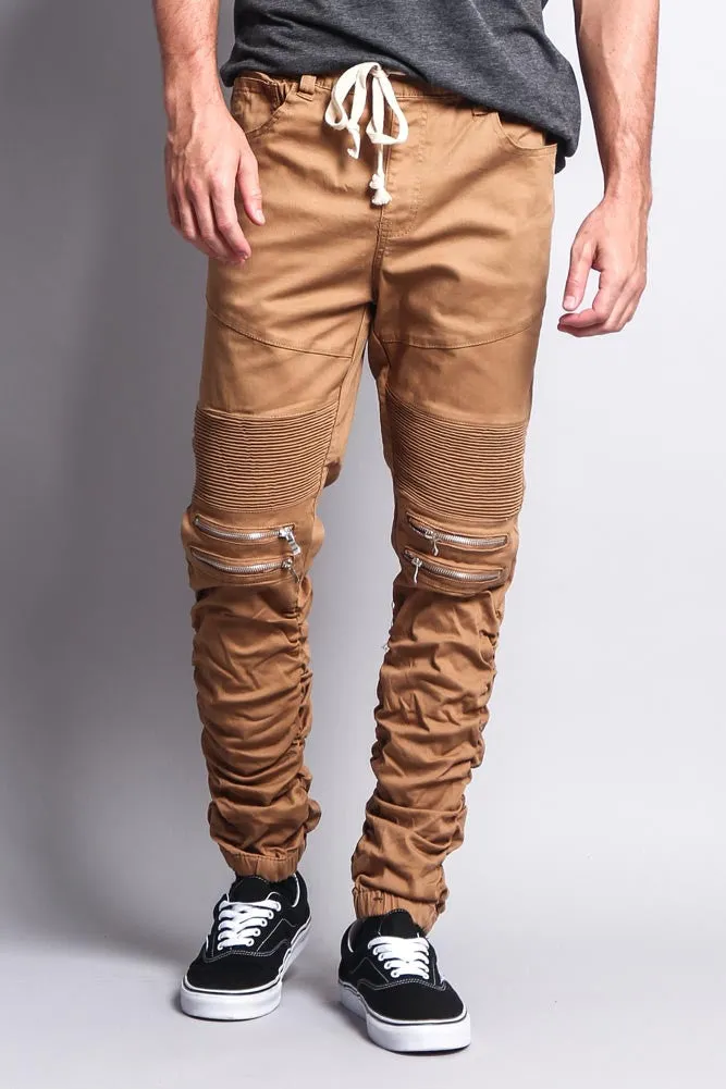 Scrunch Stacked Biker Twill Jogger Pants