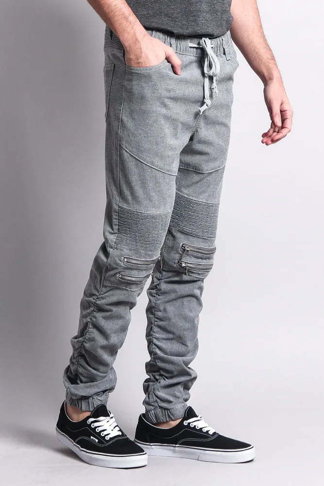 Scrunch Stacked Biker Twill Jogger Pants