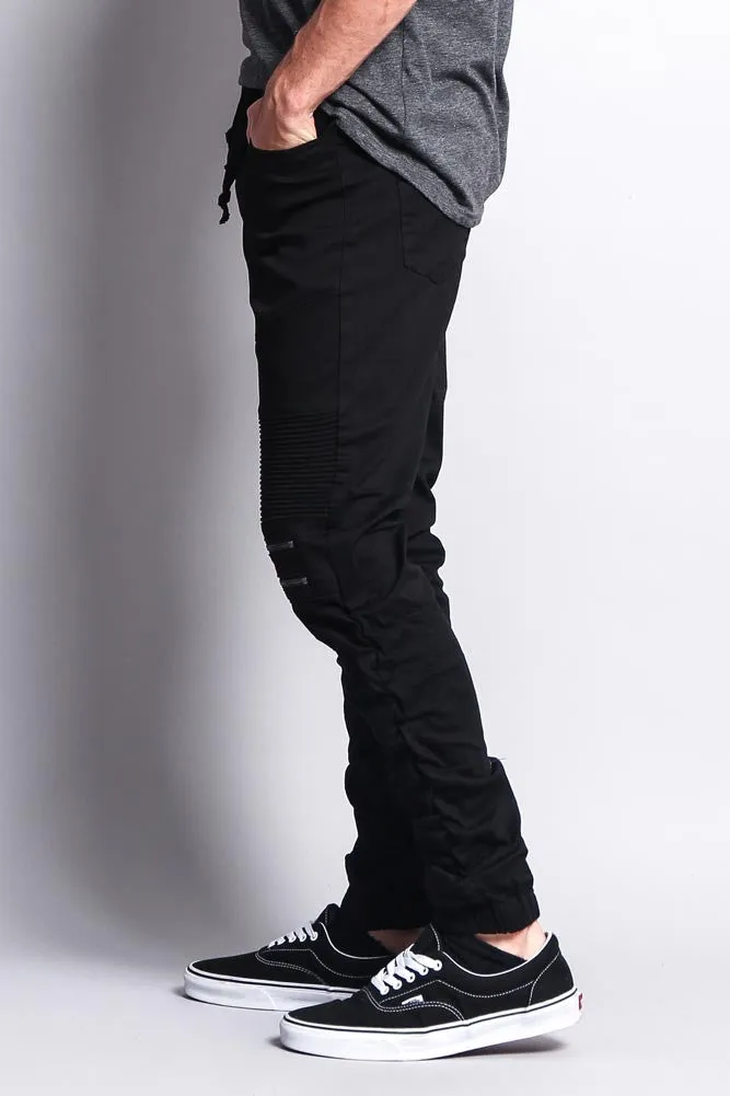 Scrunch Stacked Biker Twill Jogger Pants