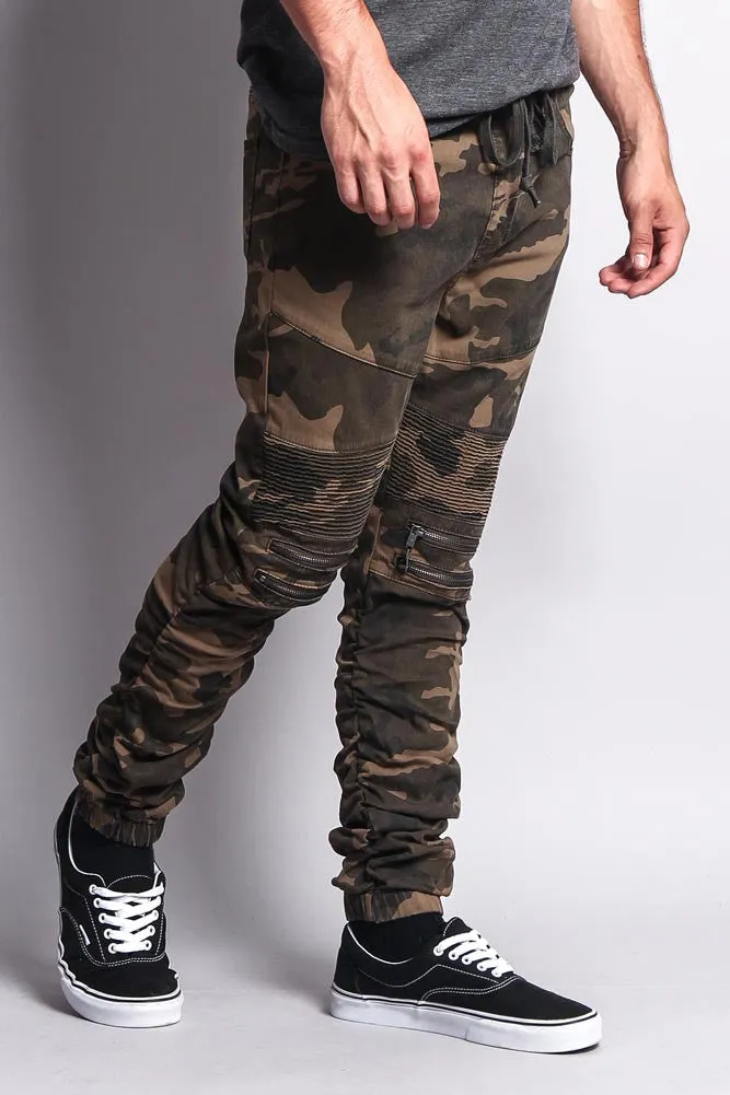 Scrunch Stacked Biker Twill Jogger Pants