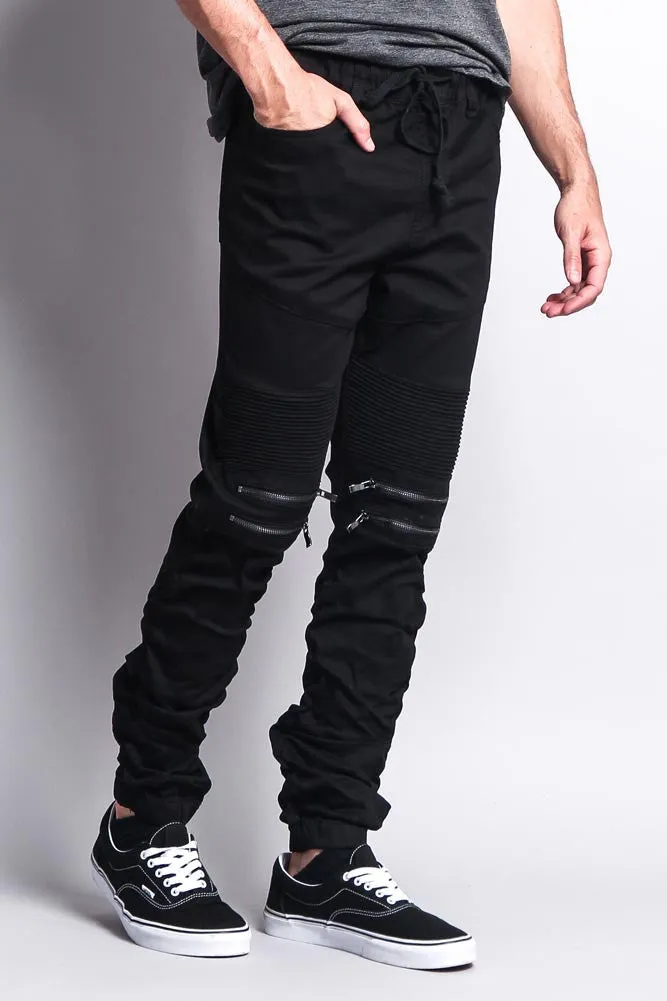 Scrunch Stacked Biker Twill Jogger Pants