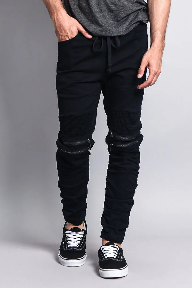 Scrunch Stacked Biker Twill Jogger Pants