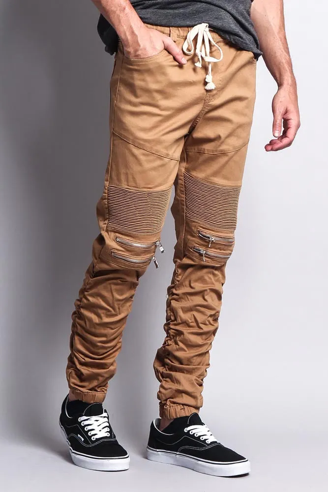 Scrunch Stacked Biker Twill Jogger Pants