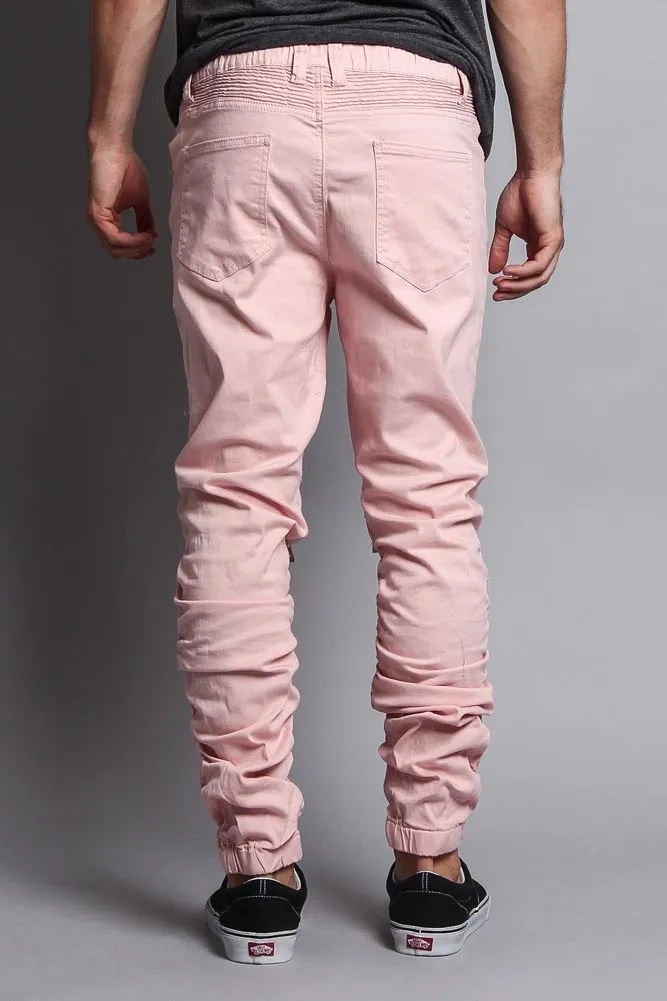 Scrunch Stacked Biker Twill Jogger Pants