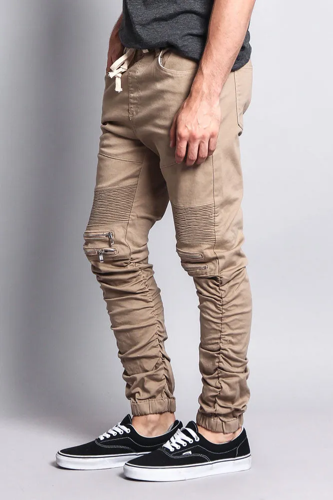 Scrunch Stacked Biker Twill Jogger Pants