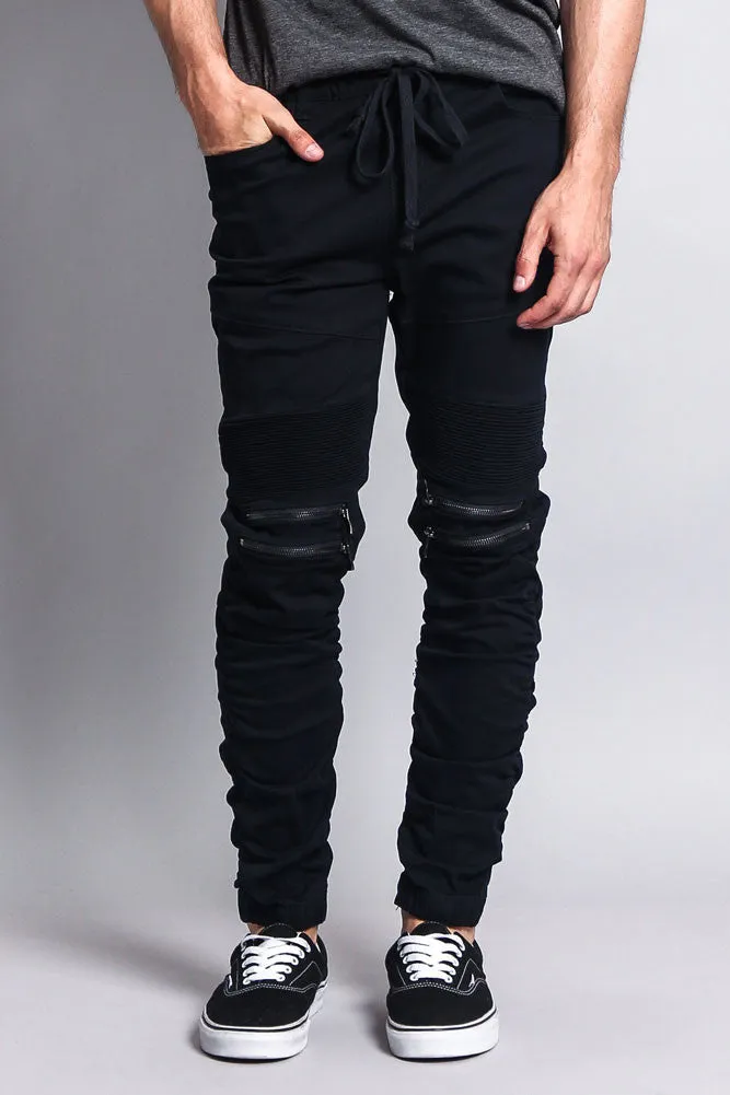 Scrunch Stacked Biker Twill Jogger Pants