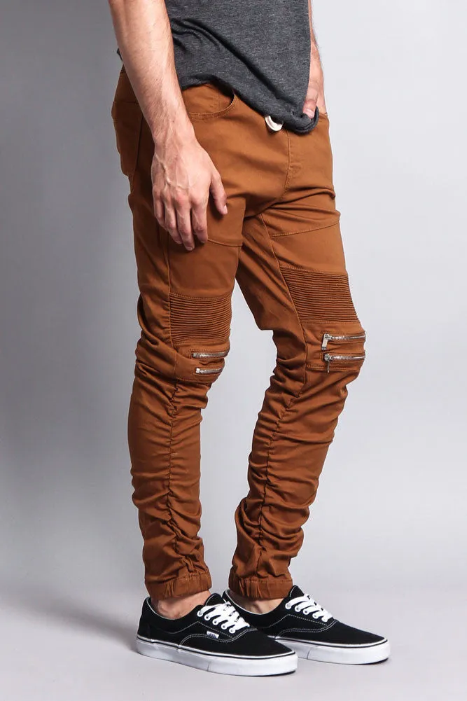 Scrunch Stacked Biker Twill Jogger Pants