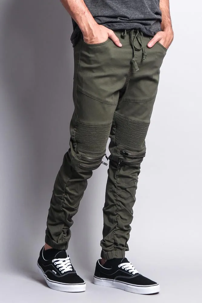 Scrunch Stacked Biker Twill Jogger Pants