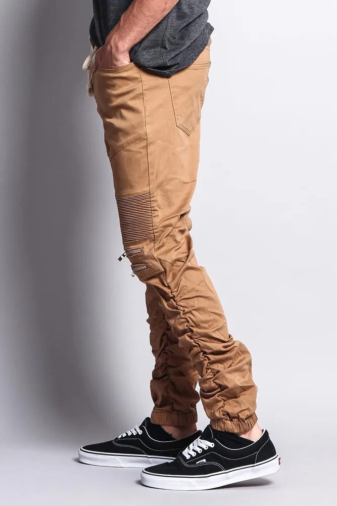 Scrunch Stacked Biker Twill Jogger Pants