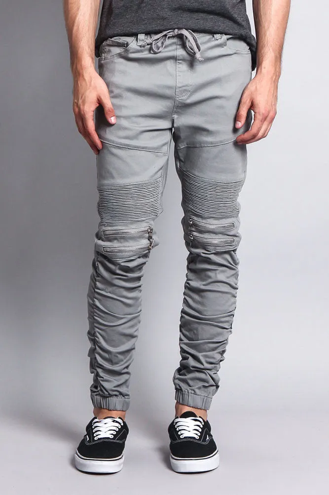 Scrunch Stacked Biker Twill Jogger Pants