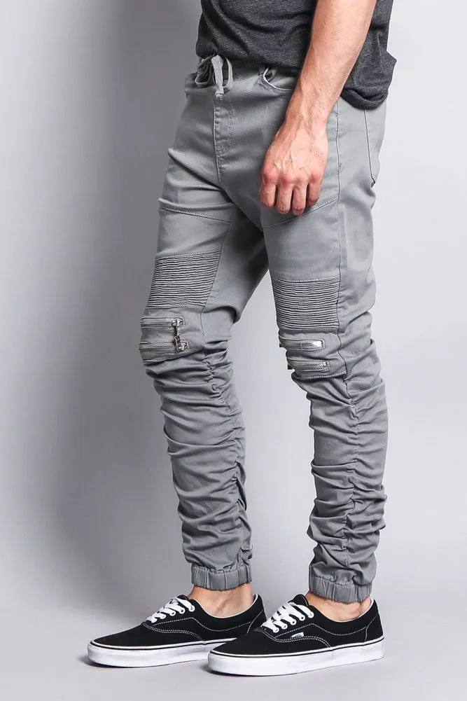 Scrunch Stacked Biker Twill Jogger Pants