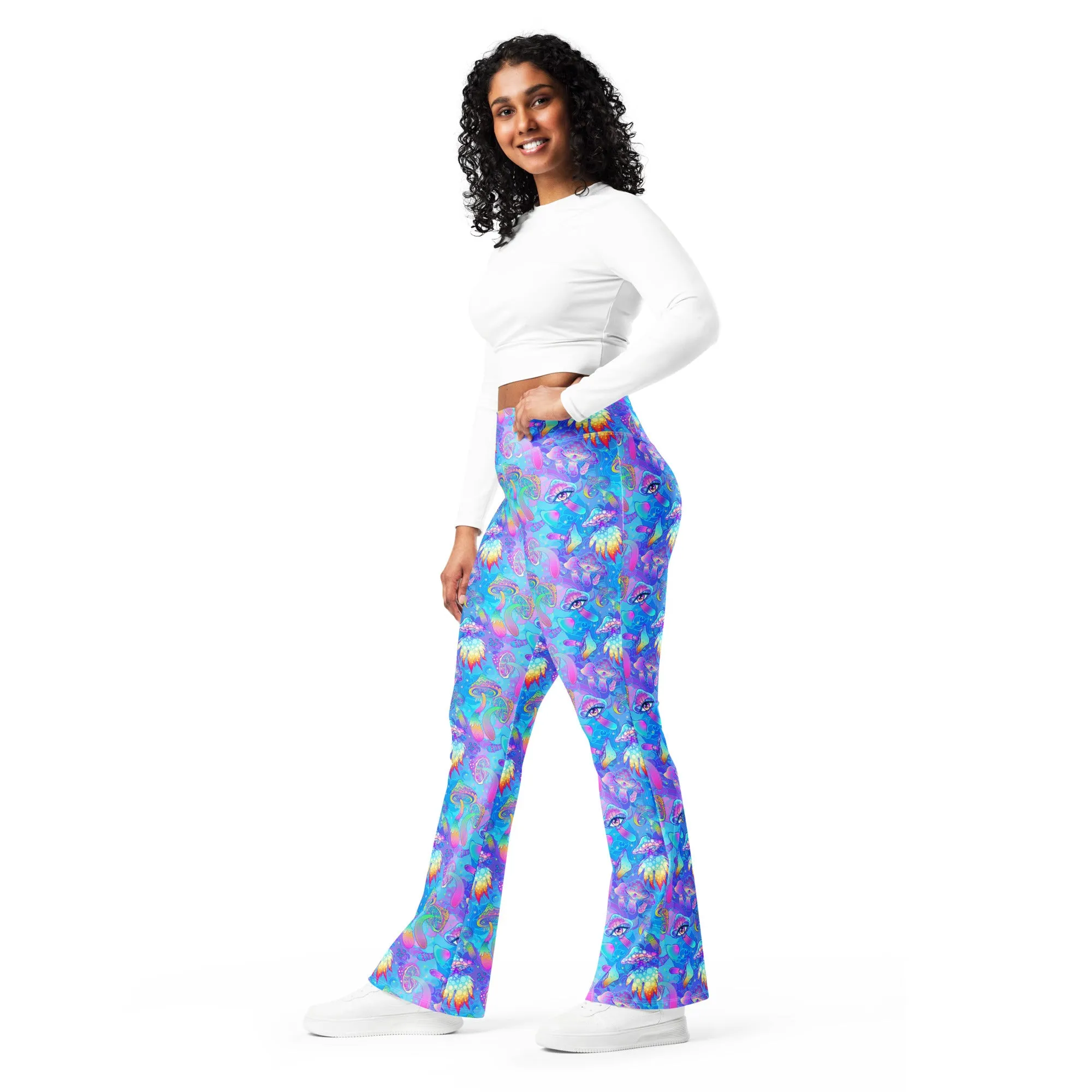 Shroomin Blue Flare leggings