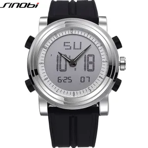 SINOBI Digital Sports Chronograph Men's Wrist Watches Waterproof Rubber Watchband Brand Male Military Geneva Quartz Clock 2017