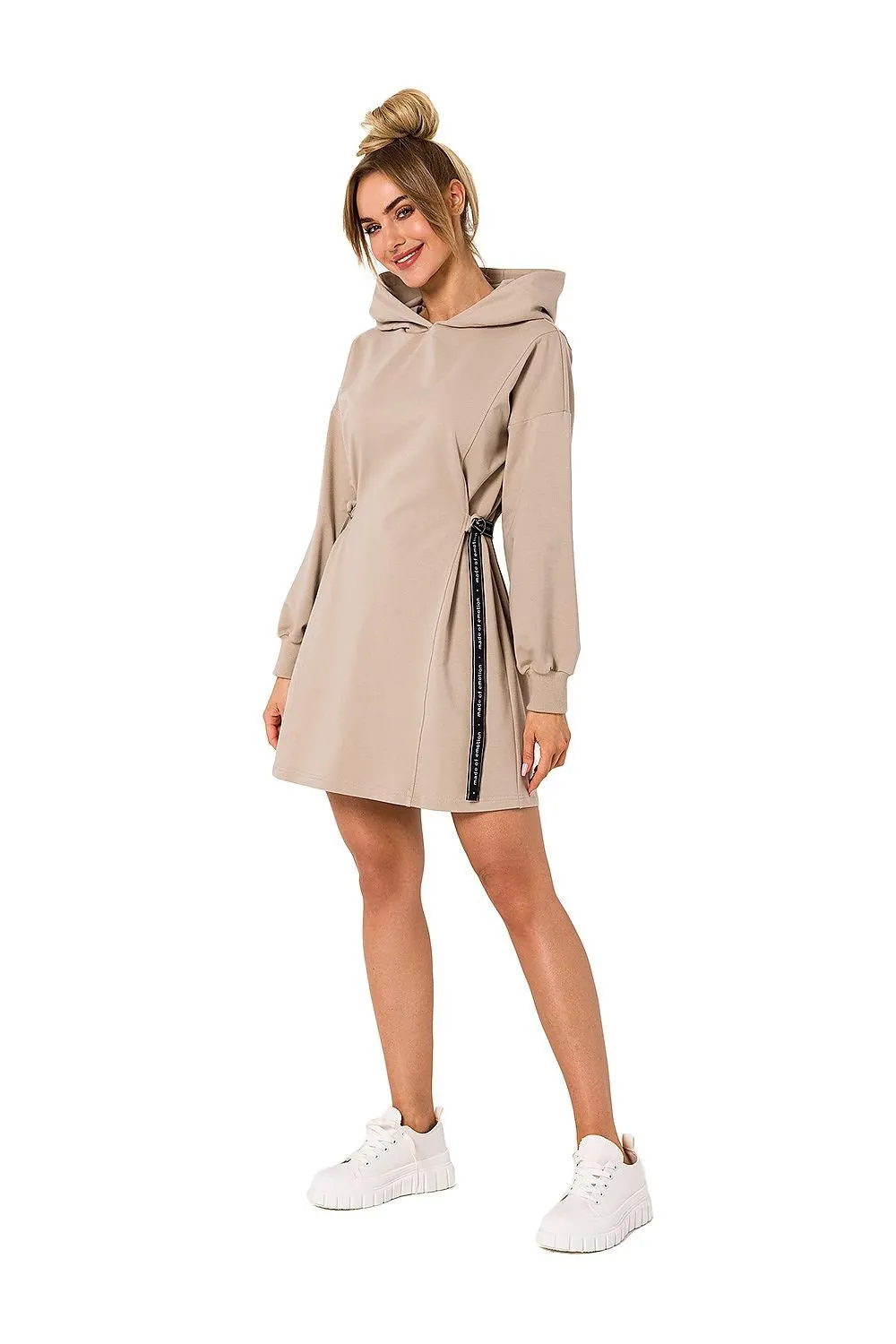 TEEK - Side Tied Sweatshirt Hoodie Dress