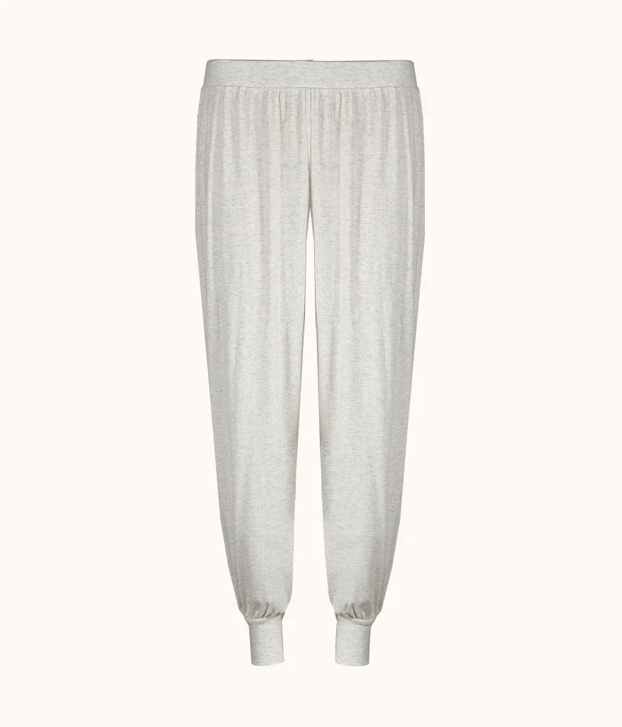 The Ribbed Jogger: Heathered Oat