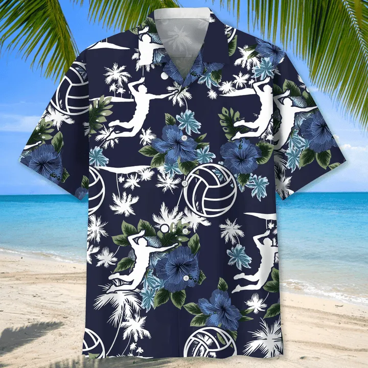 Volleyball Flower Hawaiian Shirt, Volleyball Shirt,  Sports Team Group Shirts