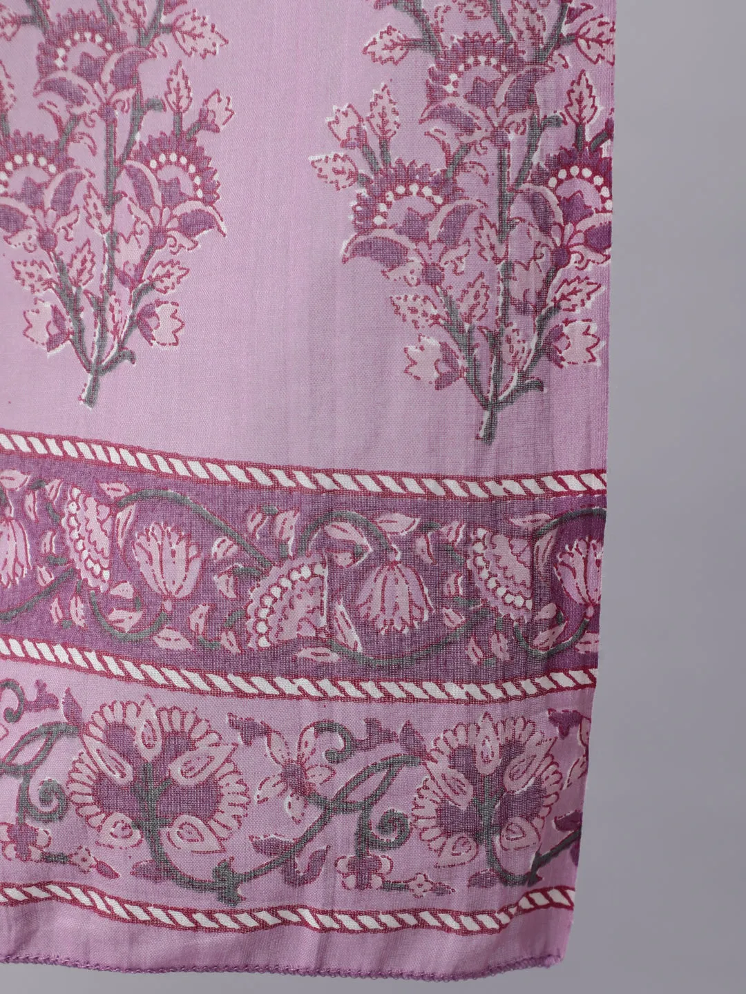 Women Lavender Floral Printed Kurta With Palazzo And Dupatta