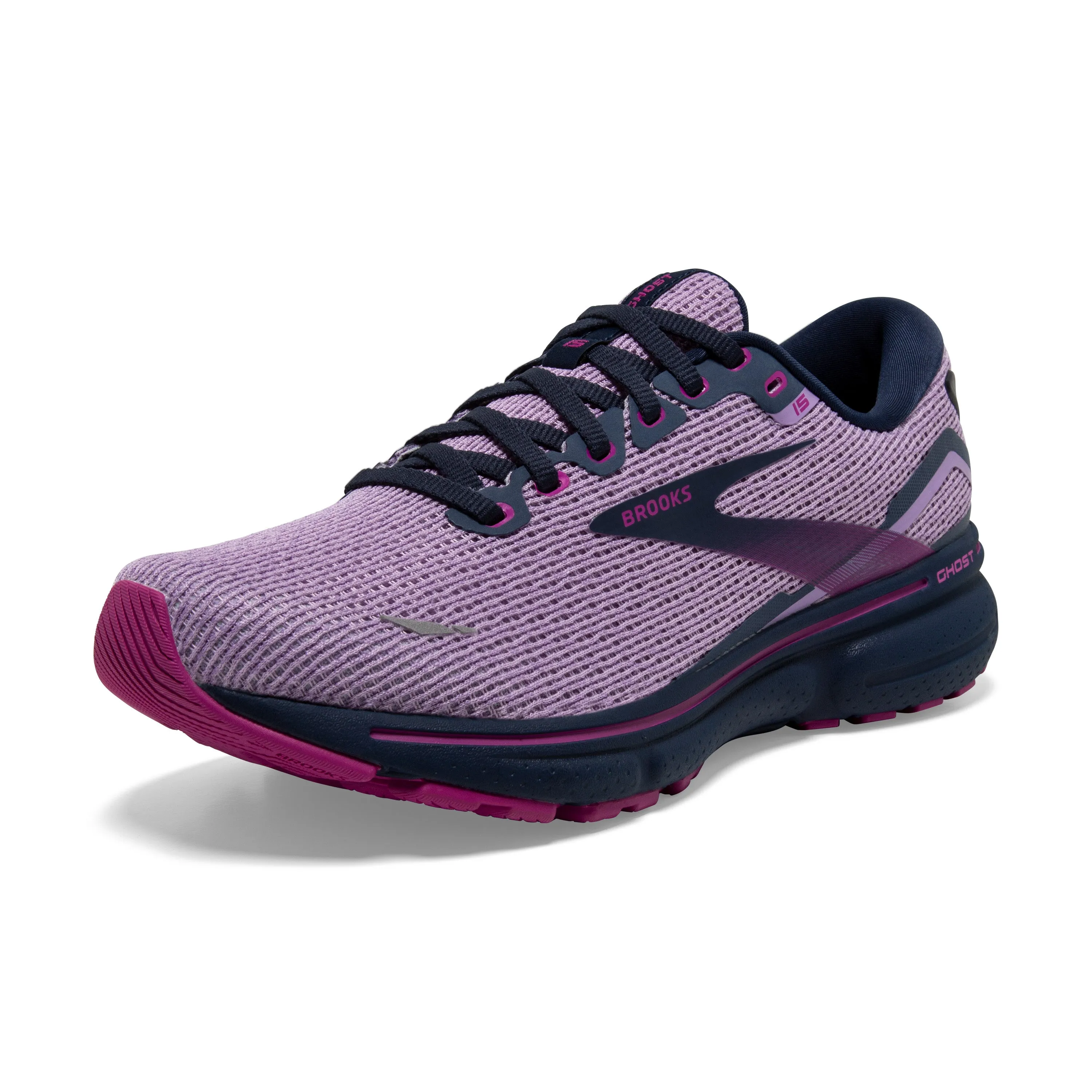 Women's Brooks Ghost 15 1203801B592 Color: Rhapsody/Dress Blue/Viola